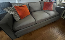 Drexel Heritage Grey 3-Seater Contemporary Sofa Polyester Removable Cushions