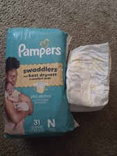 PAMPERS Swaddlers Diapers, Size Newborn, Count 31, Up To 10 Lbs