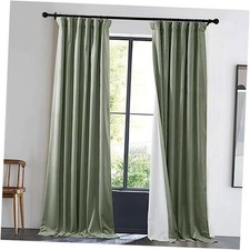 Blackout Velvet Curtain 96 inches Long 1 48"W x 96"L Pack of 1 Sage Green