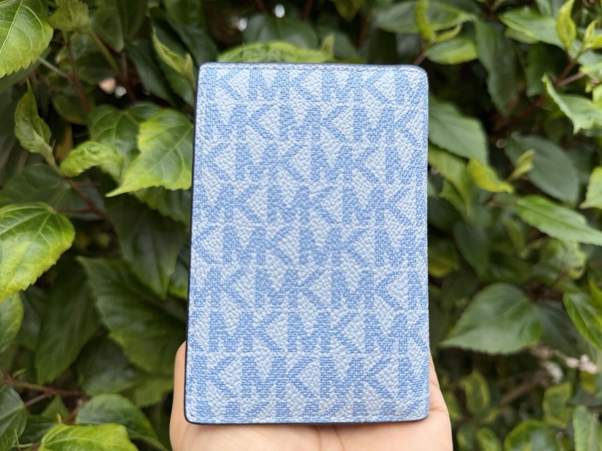 Michael Kors Cooper Folding Card Case Wallet MK Blue | eBay