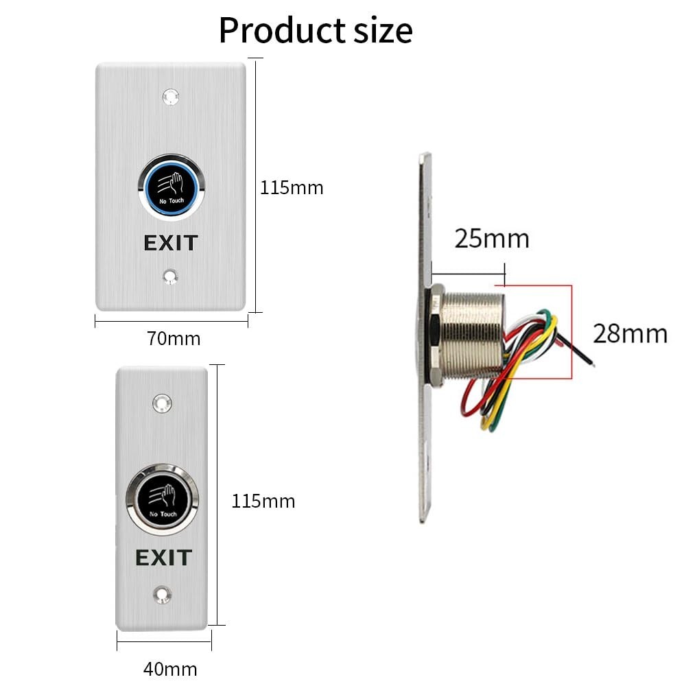 Infrared Sensor Touchless Door Switch NO NC Stainless Steel for Access Control