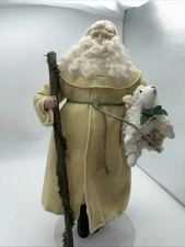 Vintage Kaiser Santa St Nick 17’ Doll Figurine With Lamb & Stand, Nature**