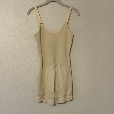 YIANNA Shapewear Trainer Full Body Beige Hook & Loop Zipper Close Open Crotch S