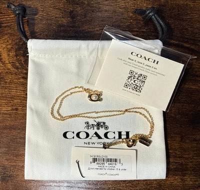 COACH Women's Pearl Signature Pendant Necklace