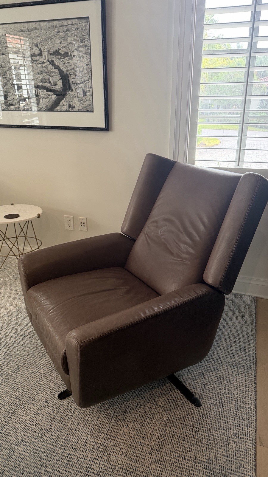 Restoration Hardware RH Luke Leather Swivel Recliner