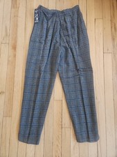 Vintage 50s 60s Plaid Wool Cigarette Pants New Old Stock Made Italy Tailored