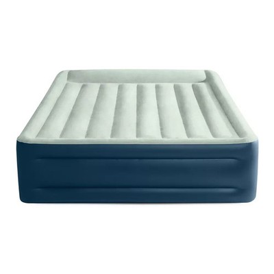  Intex 18 Pillow Rest Queen Air Mattress Internal Pump Elevated Off-White Blue