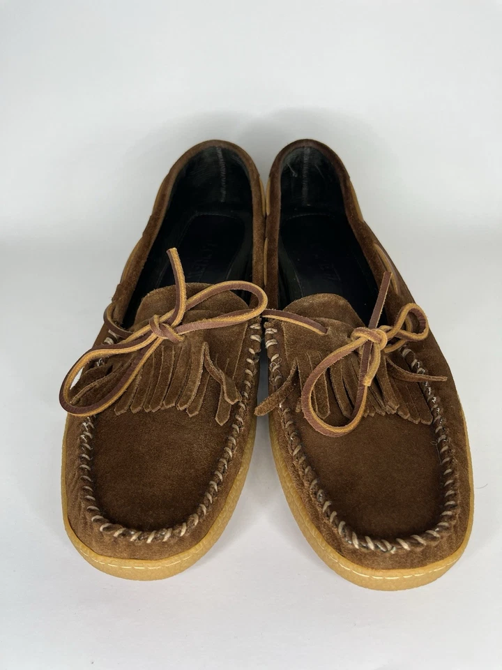 J Crew 男式 Kiltie 拖鞋英国麂皮绒棕色鞋 12M 码懒人鞋舒适 — 第 2/4 张图片