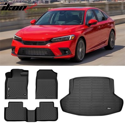 Fits 22-26 Honda Civic All Weather 3D Floor Mats + Trunk Cargo Carpet Liner TPE