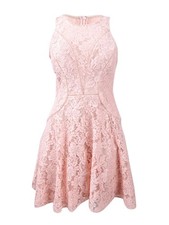 Xscape Women's Petite Sleeveless Fit & Flare Lace Dress (4P, Blush)