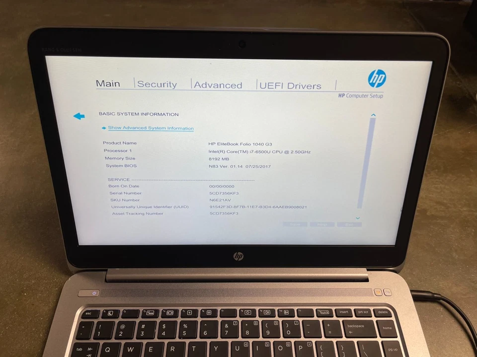 LOTX4 HP EliteBook Folio 1040 G3 14" i7-6500U 8GB RAM Laptop PANTALLA PLACA BASE Foto 3 de 4