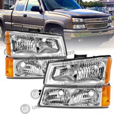Chrome Headlights Bumper Lamp For 2003-2006 Chevy Silverado Avalanche Headlamps Chrome Headlights Bumper Lamp For 2003-2006 Chevy Silverado Avalanche Headlamps