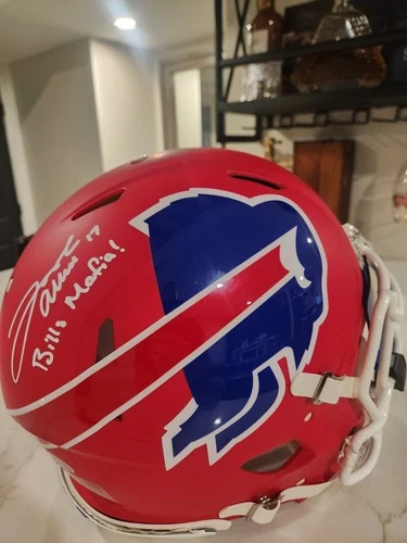 Josh Allen Bills Mafia! Signed Red Full Size Authentic Helmet w/ Beckett COA