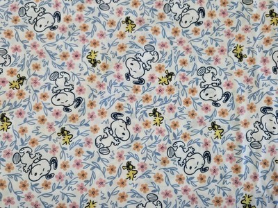 PEANUTS Snoopy Woodstock Floral Springs Creative Cotton Fabric - FAT QUARTER