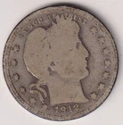 1912 P BARBER QUARTER DOLLAR 90% SILVER PENNSYLVANIA .25¢ UNITED STATES AMERICA