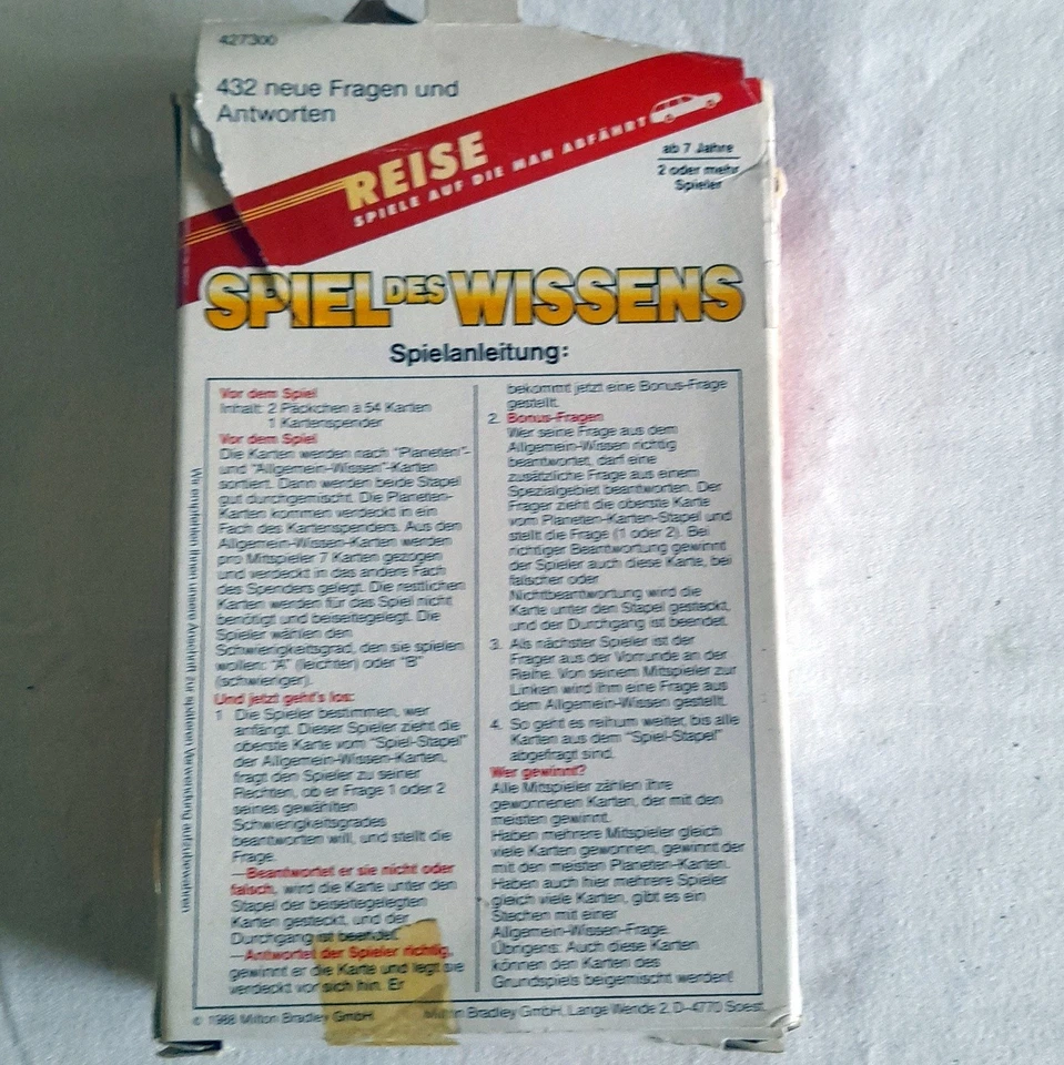 MB Spiele 1988 Spiel des Wissens 432 Fragen + Antworten Reiseedition - Bild 3 von 4