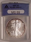1997 Silver Eagle ANACS MS69 RARE Gen 7.0 Holder