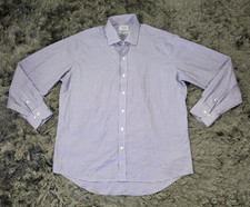 Ledbury Shirt Mens XL 17.5 Purple Gingham Check Classic Fit Stretch 1W19AA-600