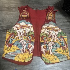 Vintage Felt Children  s Play Indian Native American Vest Costume