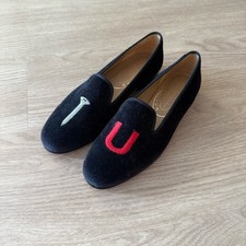 Stubbs Wootton Screw U Black Velvet Slippers