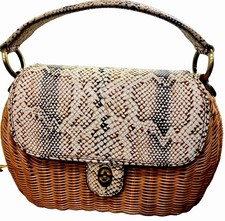 Vintage Eric Javits Wicker Purse Faux Snakesk...