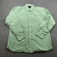 Tommy Hilfiger Shirt Mens Large Green Check Long Sleeve Button Down Logo Casual
