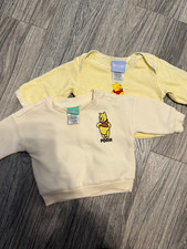 Disney Winnie the Pooh 2pc Long Sleeve Pullover Shirt Set Snap 0-3 Months