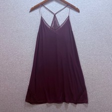 Victoria's Secret Chemise Women M Plum Purple Lace Trim Racerback Nightgown