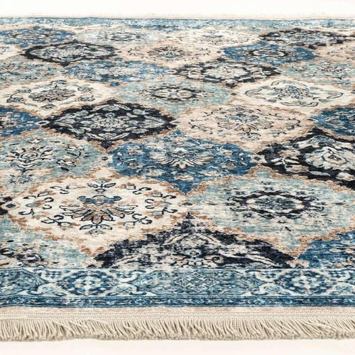 Ultra-Thin (0.25 in) Blue Washable Non-Slip Area Rugs for Living Room BedroomRug - Picture 3 of 8