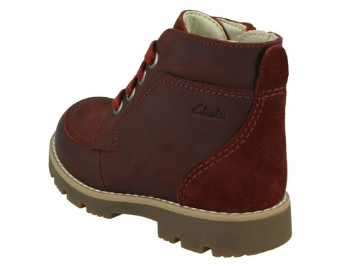 Clarks Kids Junior Heath Lace Boots Shoes G Fit Burgundy Size UK 11.5k/1.5/2/2.5 - Picture 7 of 9
