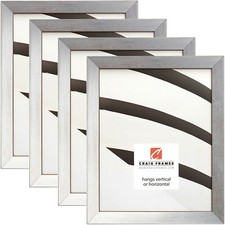 Craig Frames Modern Nickel, 0.75 Rustic Silver Solid Wood Picture Frame 4-Pack