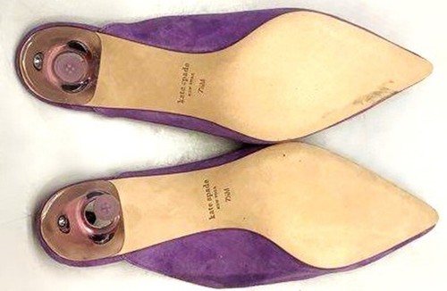 NWOB KATE SPADE US 7.5 Cori Kid Purple Pop Lilac Suede Kitten Heel Sandals - Picture 4 of 4