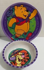 Zak Designs Melamine Pair Disney Winnie The Pooh 8" Plate And Tiger Bowl
