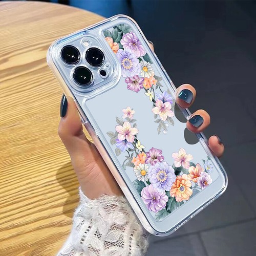 For iPhone 16 15 Pro Max 14 13 12 11 XR XS Slim Clear Silicone Flower Case Cover - Picture 14 of 28