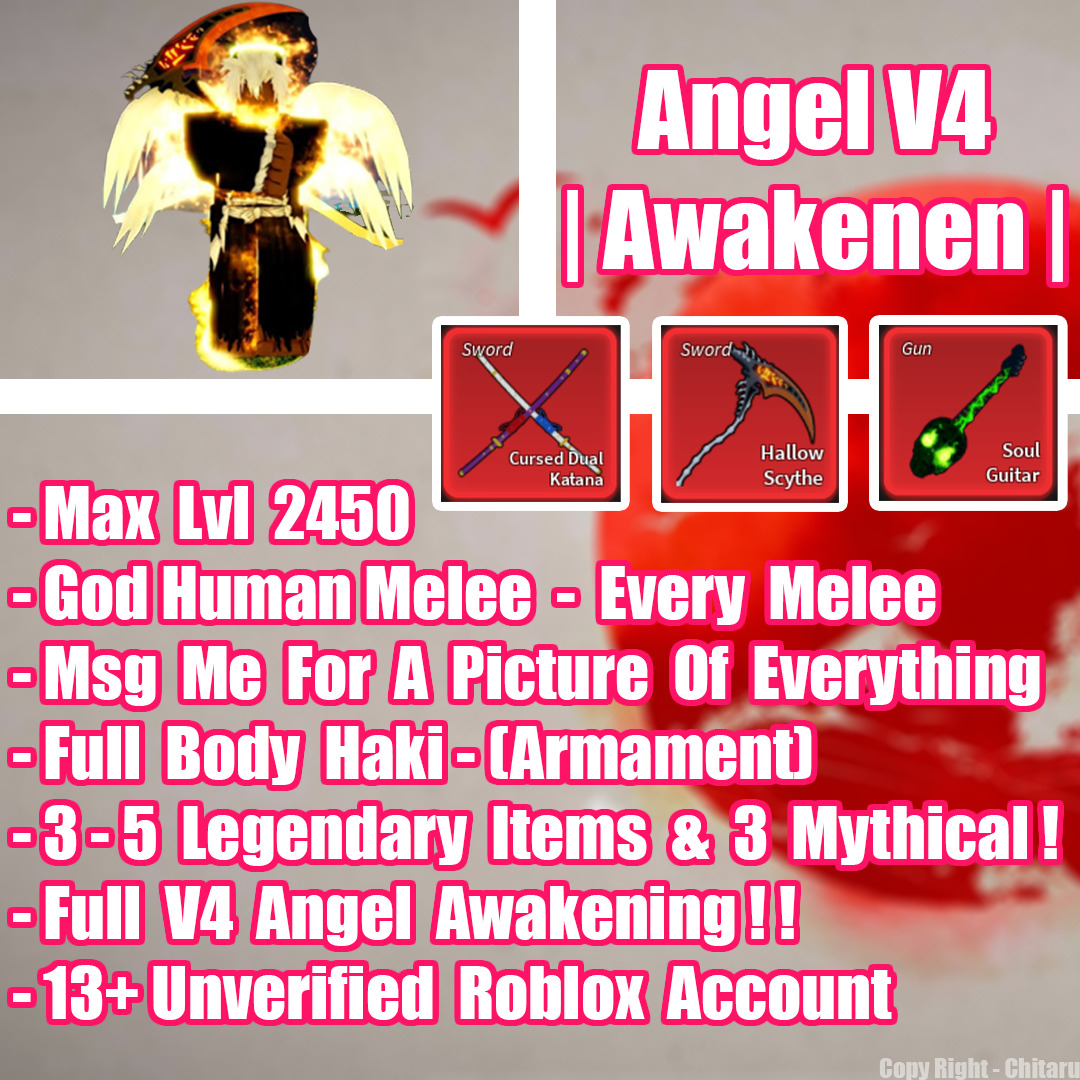 Blox Fruit Account Lv:2450Max  Full Gear Awaken Cyborg - Angel