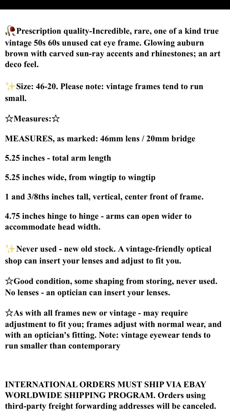 Vintage 60s NOS Rhinestone Cat Eye Eyeglass / Sun… - image 5