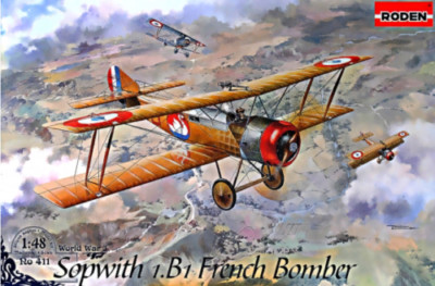 Roden 411 Sopwith 1.B1 French bomber Airplane, 1/48 scale plastic model kit, WWI