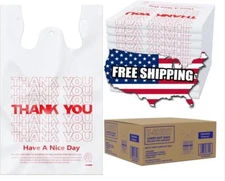 THANK YOU T-Shirt Bags 11.5" x 6.5" x 21" White Plastic Shopping bag 50 - 1000