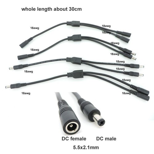 10a 1 male female to 2 female DC Power adapter Cable 5.5mm Splitter connector - Afbeelding 2 van 10