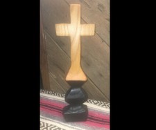 Handmade Oak Cross With Burnished Base By Ozark Wood Artist Alex Buderer