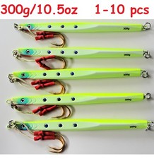 1-10 pcs 300g /10.5oz Chartreuse Speed Vertical Butterfly Jigs Saltwater Lures