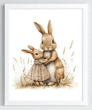 Nursery Wall Art Print, Cute Bunnies Kids Room Art Print, Baby Wall Decor 68