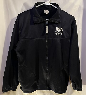 USA Olympic Jacket Mens Size Medium USA Made Fleece Lined Sportswear Patriotic