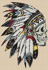 Sugar Skull Indian Warrior Counted Cross Stitch Chart No. 7-364/44  