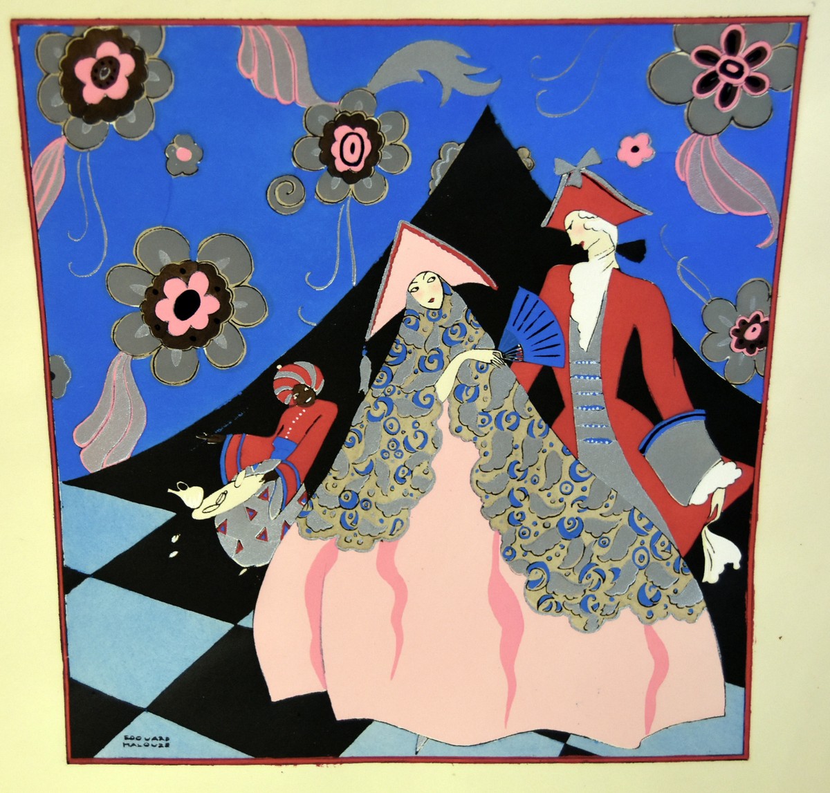 1930s French Pochoir Print Edouard Halouze Art Deco Princess