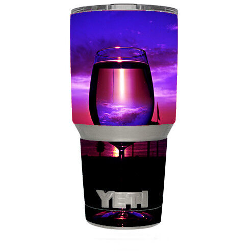 Skin Decal for Yeti 30 oz Tumbler Cup (6-piece kit) / Tropical Sunset Wine Glass - Picture 1 of 1