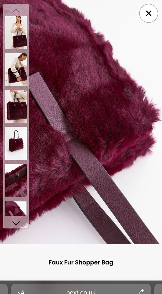 NEXT Berry Red Faux Fur Shopper Bag BRAND NEW eBay