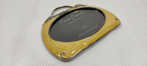 Sheffield Home Enamel Photo Picture Frame Handbag Purse Pink Pansy with Crystals - Picture 7 of 10