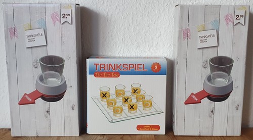 Trinkspiele (3 Sets) TIC TAC TOE / Glasdrehen Party Bierpong Feiern Pinchen NEU