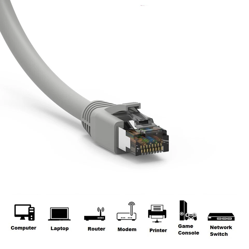 50FT CAT8 RJ45 Network LAN Ethernet Patch Cable S/FTP 2GHz 40Gbps Copper Yellow - Image 3 of 4